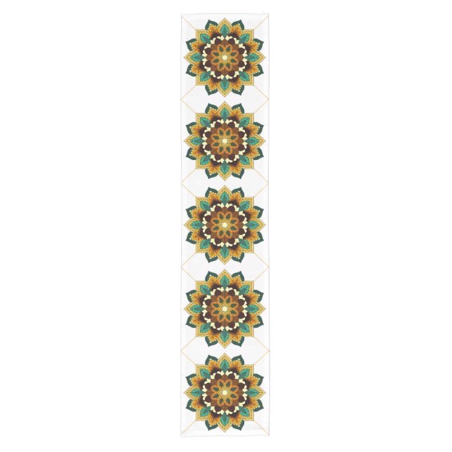 Mandala Pattern 02 in yellow & tan Short Table Run Runner (Front)