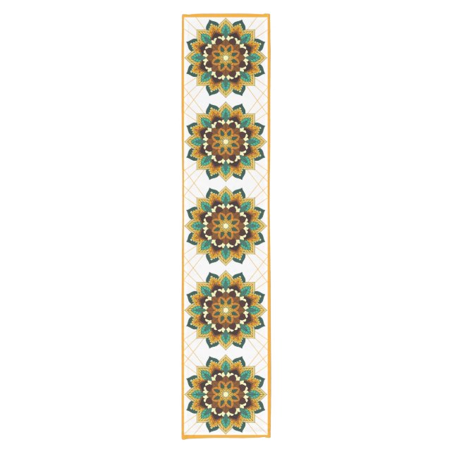 Mandala Pattern 02 in yellow & tan Short Table Run Runner (Front)