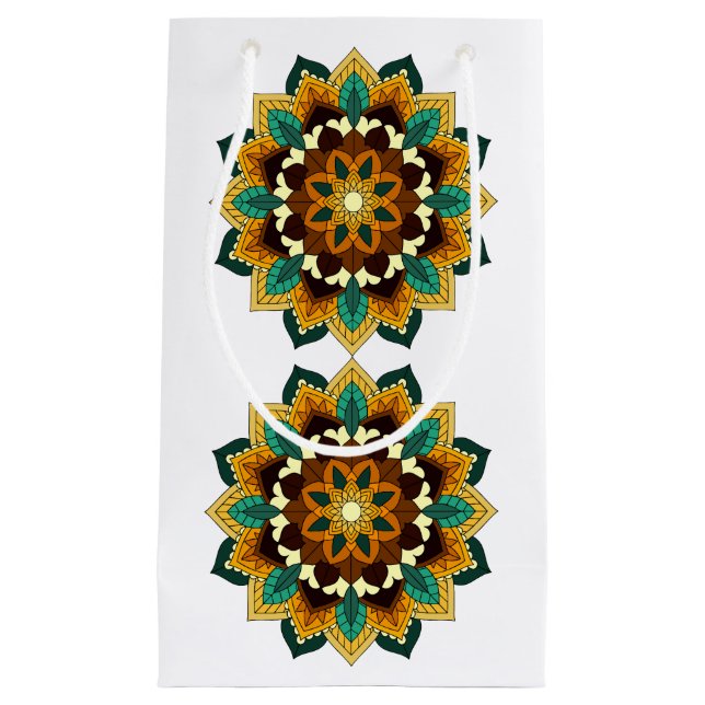 Mandala Pattern 02 in yellow & tan Small Gift Bag (Front)