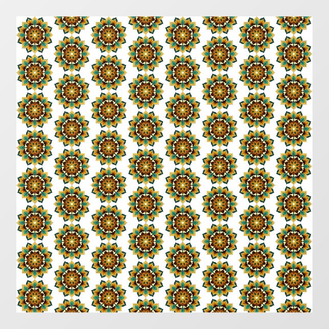 Mandala Pattern 02 in yellow & tan Window Cling (Sheet)