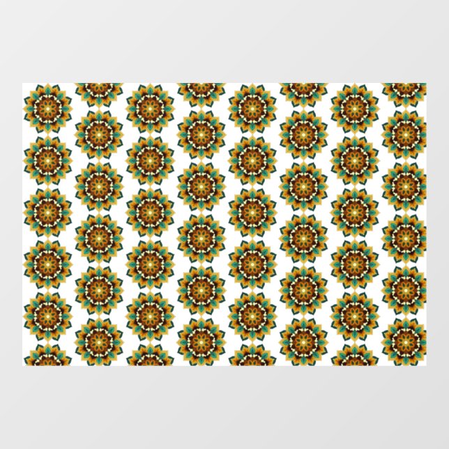 Mandala Pattern 02 in yellow & tan Window Cling (Sheet)