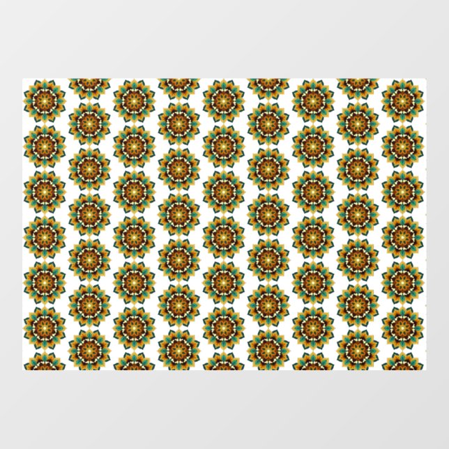 Mandala Pattern 02 in yellow & tan Window Cling (Sheet)