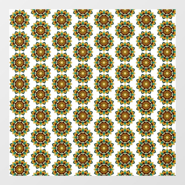 Mandala Pattern 02 in yellow & tan Window Cling (Sheet)