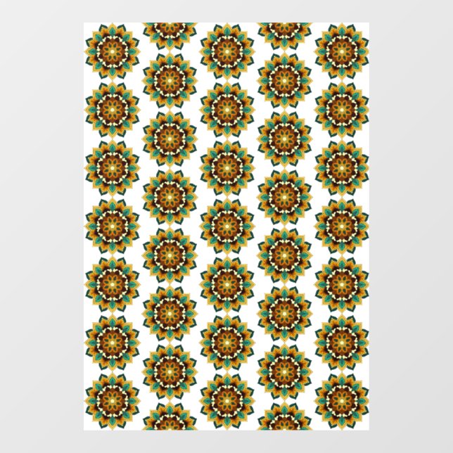 Mandala Pattern 02 in yellow & tan Window Cling (Sheet)