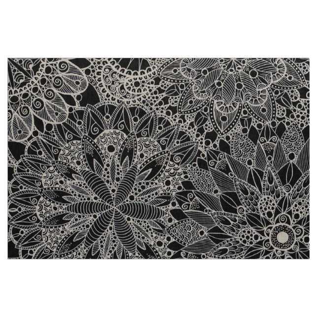 Mandala Pattern Black Fabric (Yard)