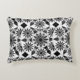 Mandala pattern , black, white and grey / grey decorative pillow