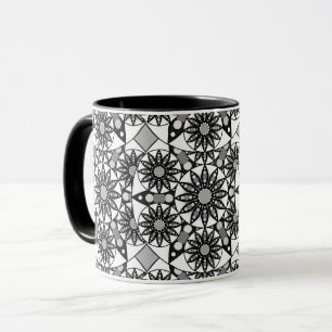 Mandala pattern, Black, White and Grey Mug