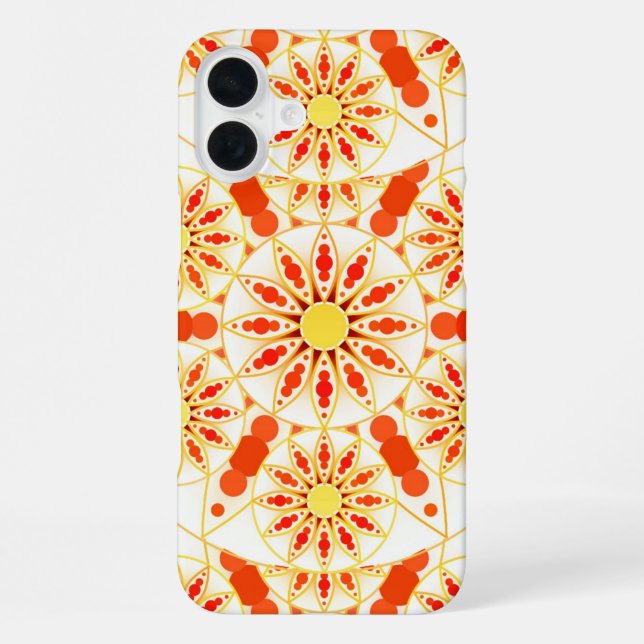 Mandala pattern, brick red, rust, gold iPhone case (Back)