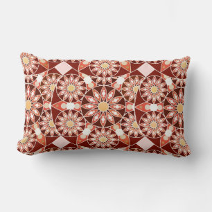 Mandala pattern, brown, rust, tan, beige lumbar pillow