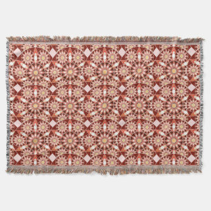 Mandala pattern, brown, rust, tan, beige throw blanket