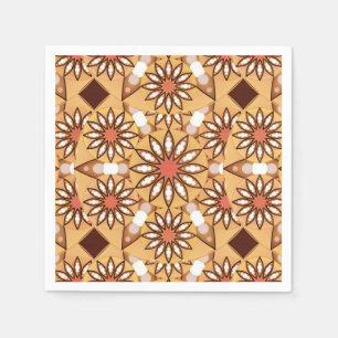 Mandala pattern, caramel tan, chocolate brown napkin