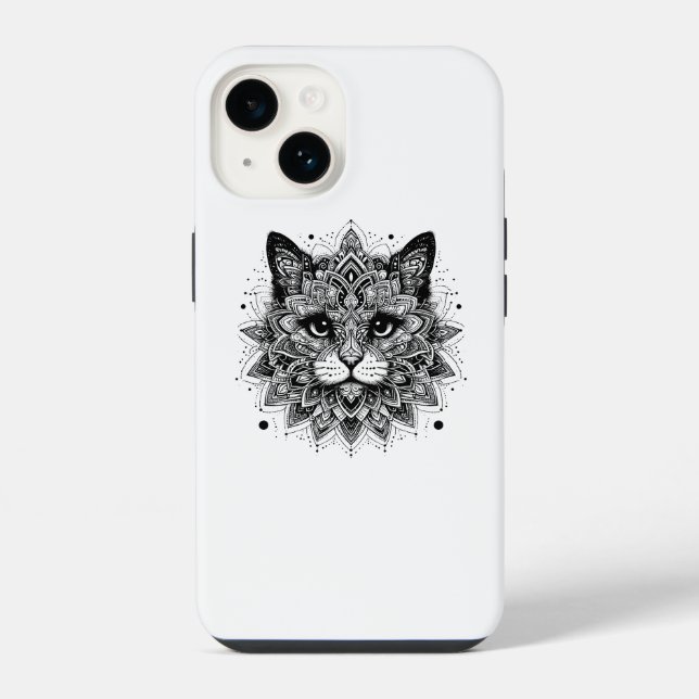 Mandala Pattern Cat Design iPhone Case (Back)