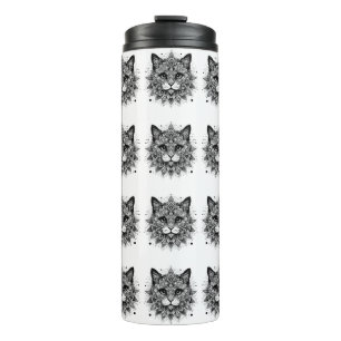 Mandala Pattern Cat Design Thermal Tumbler
