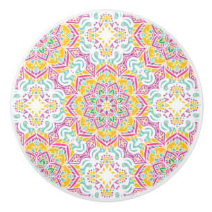 Mandala pattern ceramic knob
