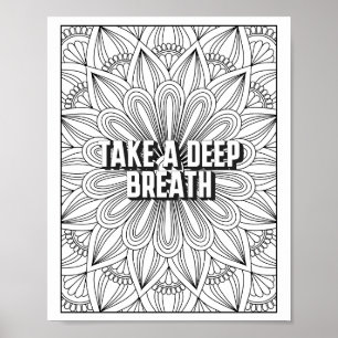 Mandala Pattern coloring page mindfulness quote Poster
