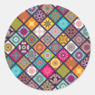 Mandala pattern colourful Moroccan Classic Round Sticker