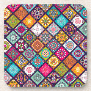 Mandala pattern colourful Moroccan Coaster