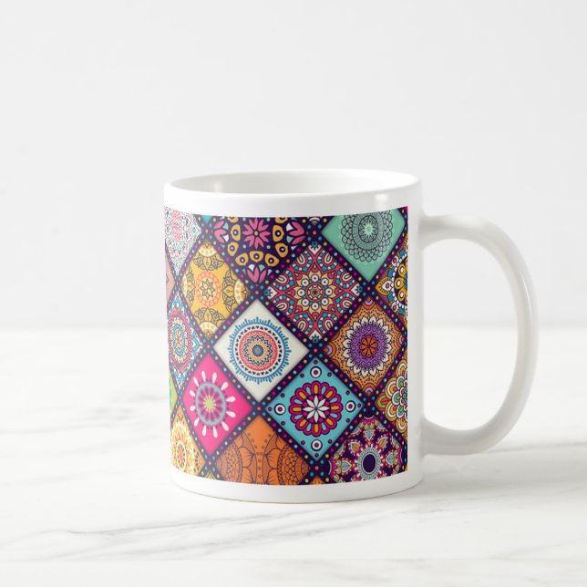 Mandala pattern colourful Moroccan Coffee Mug (Right)