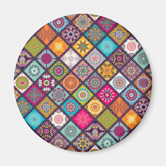 Mandala pattern colourful Moroccan Magnet (Front)