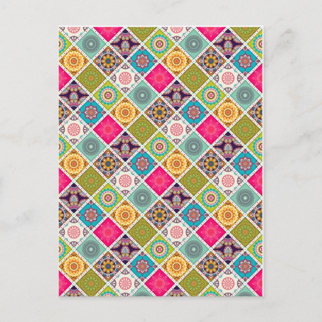 Mandala pattern colourful Moroccan Postcard (Front)