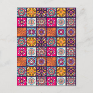 Mandala pattern colourful Moroccan Postcard