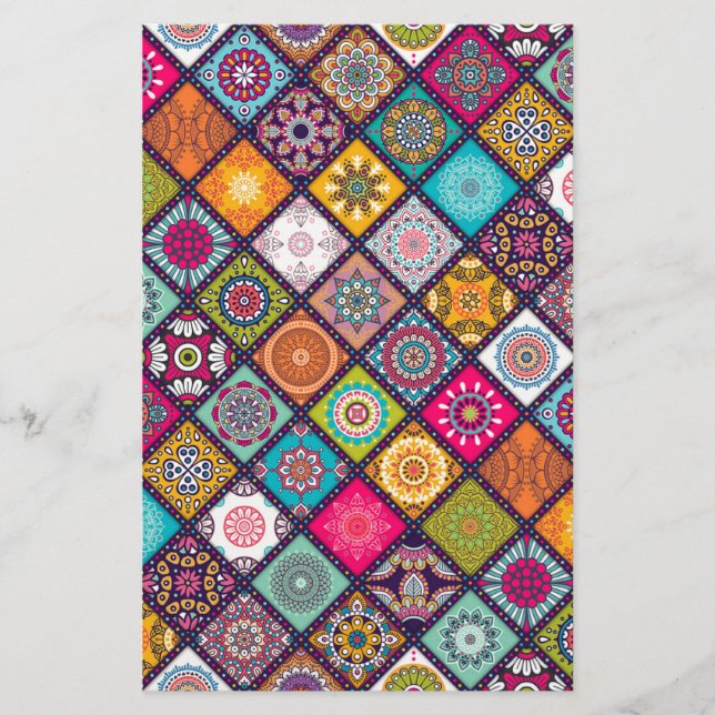 Mandala pattern colourful Moroccan Stationery (Front)