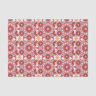 Mandala pattern, coral, peach, white and grey tissue paper