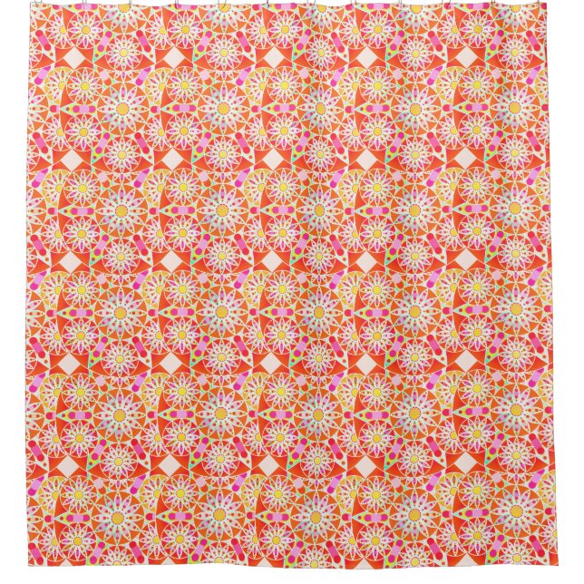 Mandala pattern, coral red, pink, gold (Front)