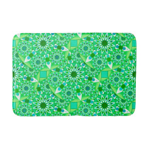 Mandala pattern, Emerald green and peacock Bath Mat