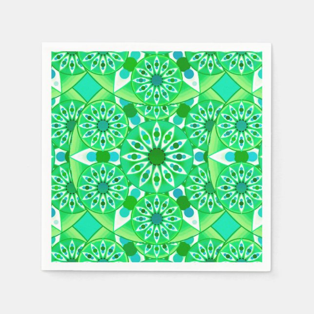 Mandala pattern, Emerald green and peacock Napkin (Front)