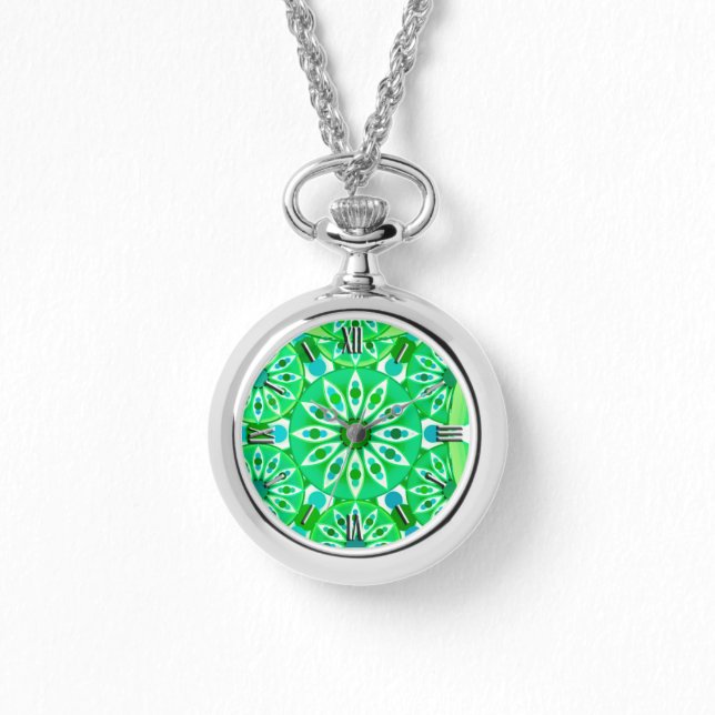 Mandala pattern, Emerald green and peacock Watch (Front)