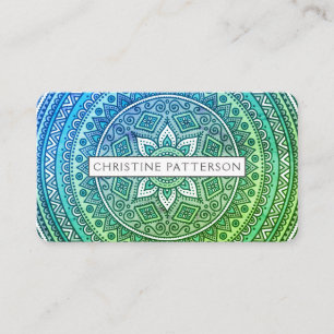 Mandala Pattern Green Blue Yoga Meditation Business Card