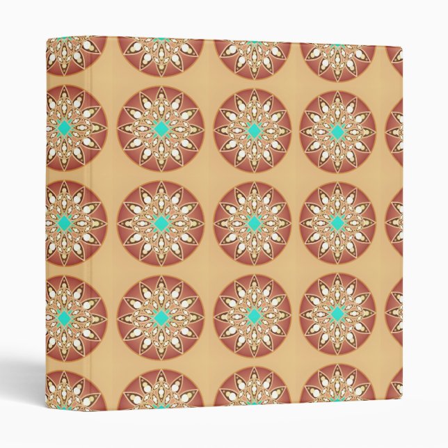 Mandala pattern in caramel and chocolate binder (Front/Spine)