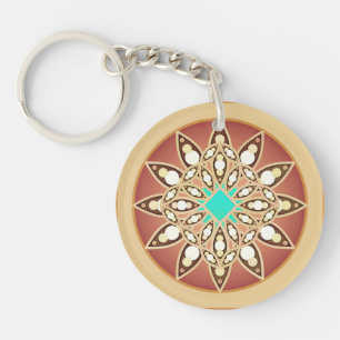 Mandala pattern in caramel and chocolate keychain
