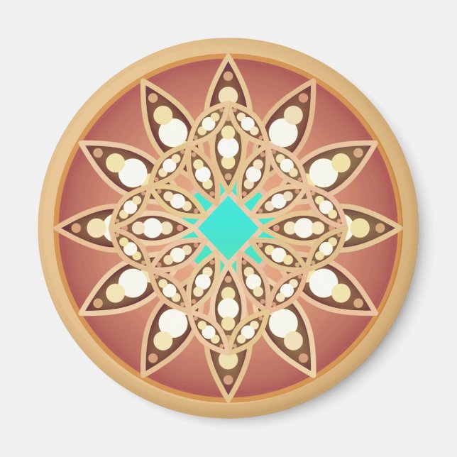 Mandala pattern in caramel and chocolate magnet (Front)