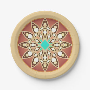 Mandala pattern in caramel and chocolate paper plate