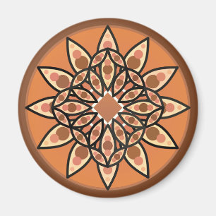 Mandala pattern in chocolate, terracotta and rust magnet