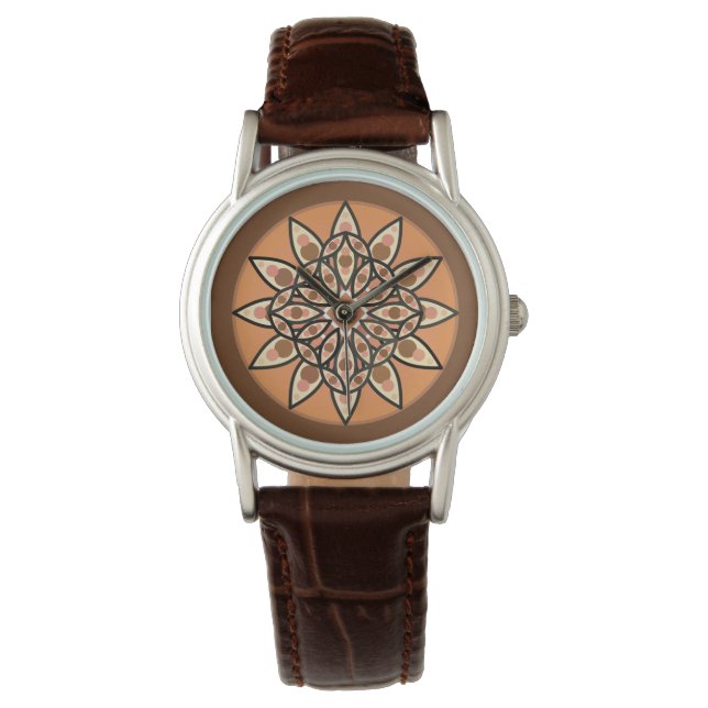 Mandala pattern in chocolate, terracotta and rust watch (Front)