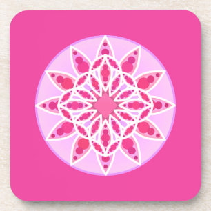 Mandala Pattern in Pink, Fuchsia and White Coaster