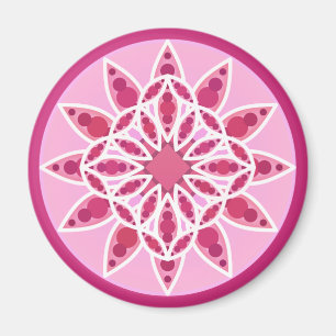 Mandala pattern in pink, fuchsia and white magnet