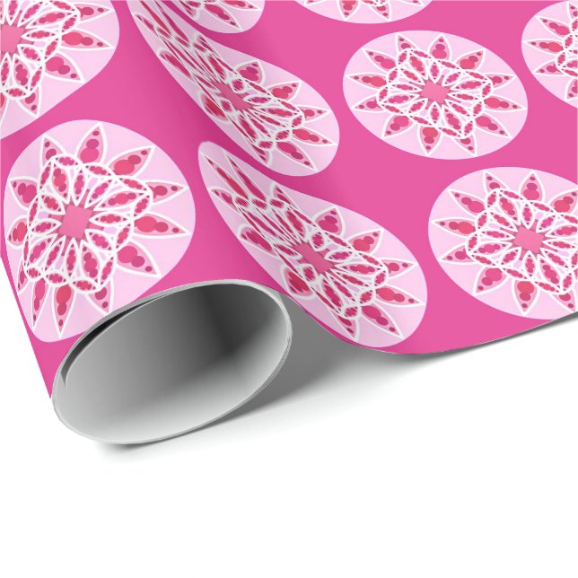 Mandala pattern in pink, fuchsia and white wrapping paper (Roll Corner)