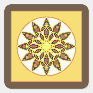 Mandala pattern in shades of chocolate and gold square sticker