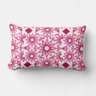 Mandala pattern in shades of pink, maroon lumbar pillow