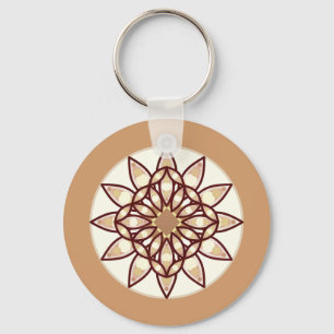 Mandala Pattern in Tan and Chocolate Brown Keychain