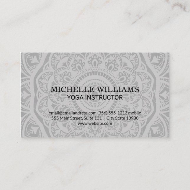 Mandala Pattern | Meditation | Yoga Teacher Business Card (Back)