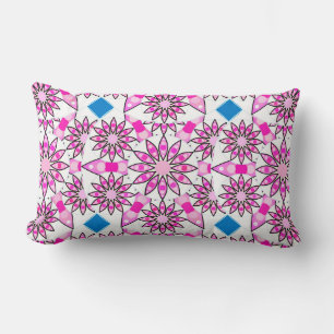 Mandala pattern, pink, hot pink, lumbar pillow