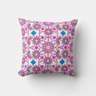 Mandala pattern, pink, hot pink, throw pillow