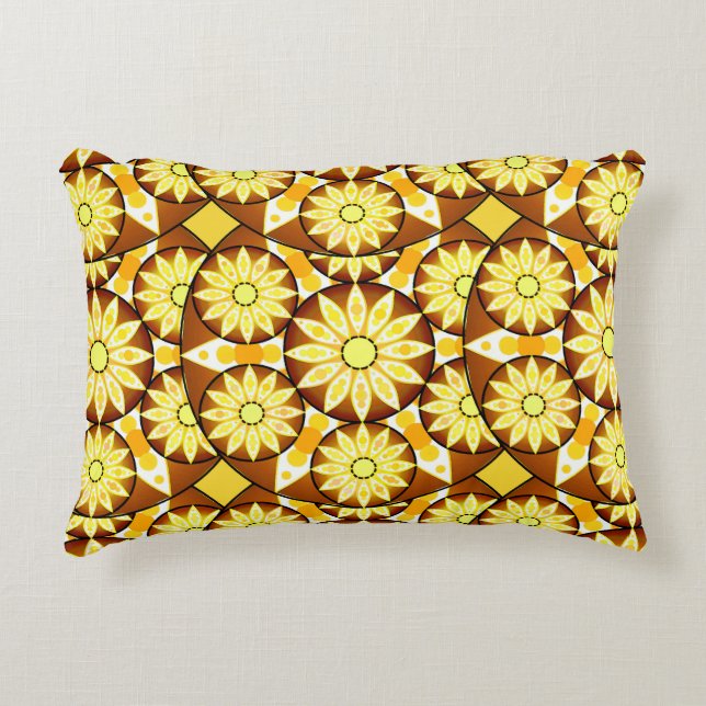 Mandala pattern, shades of brown and gold accent pillow (Front)