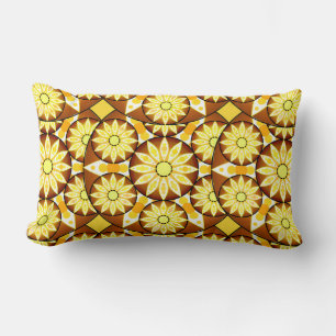 Mandala pattern, shades of brown and gold lumbar pillow