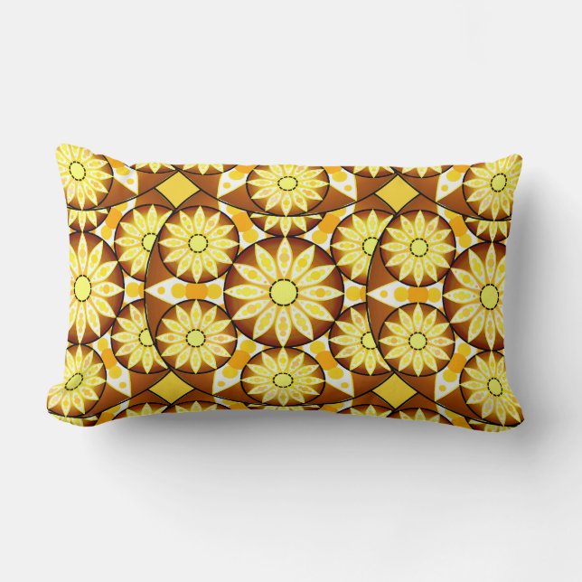 Mandala pattern, shades of brown and gold lumbar pillow (Front)